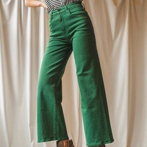 Hunter Green Wide Leg Jeans | "Stokes" by Raleigh Denim Workshop